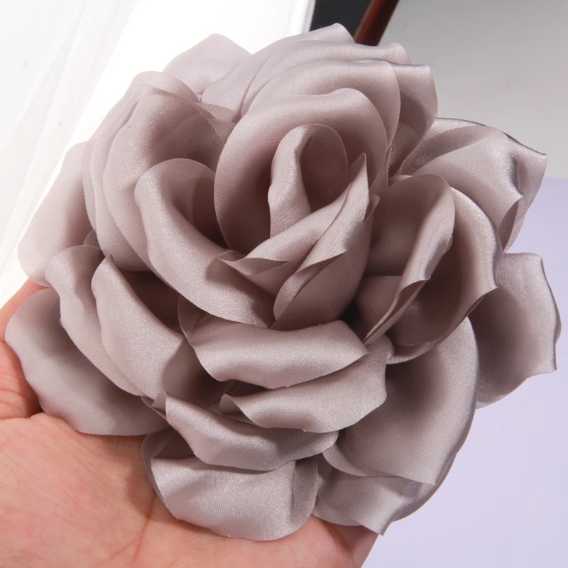 10PCS 14cm Vintage Artificial Flower Accessory For dress Apparel DIY Rosette Fabric Silk Organza Lace Satin Flowers Girl Kid