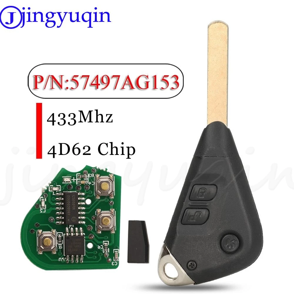 

jingyuqin 433MHz 4D62 Remote Car Key For Subaru Forester Impreza Liberty Outback 2004-2009 Tribeca Keys Fob 57497AG153