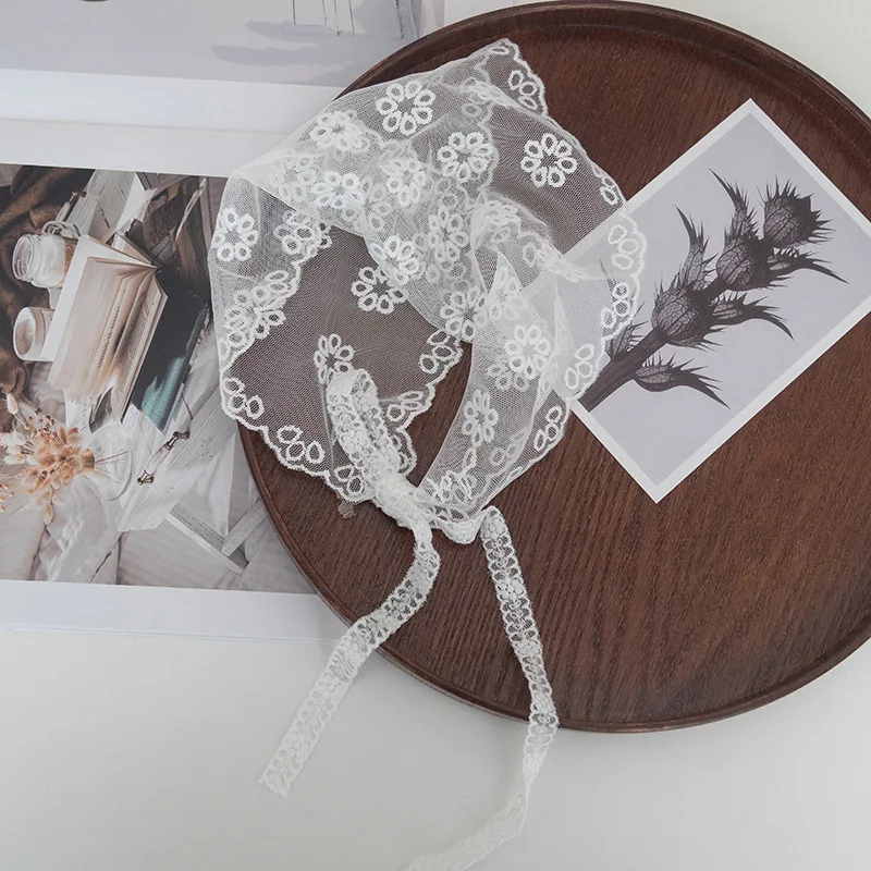 

Lace headscarf new spring and summer fashion small fresh silk scarf temperament small scarf cute Japanese hair tie