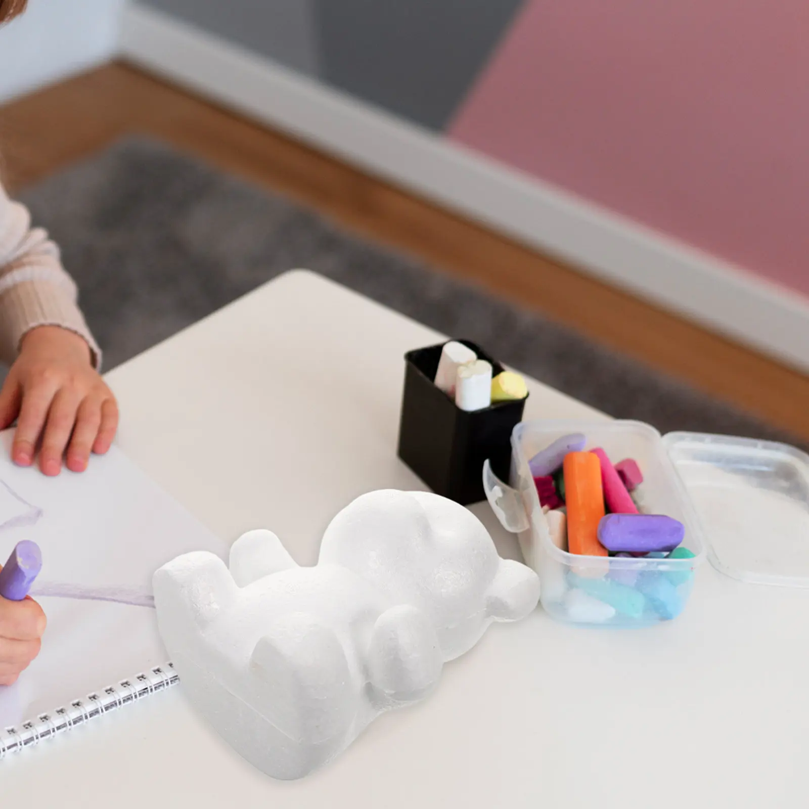 4Pcs Blank White Foam Bear Mold DIY Painting Craft Kit for Home Decor Floral Arrangement Valentine's Day Mini Bear Statue