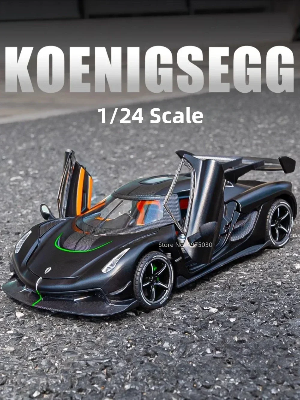 Koenigsegg Jesko 합금 다이캐스트 하이 시뮬레이션 장난감 자동차, 풀백 도어 오픈, 소년 생일 선물, 1/24 체중계 자동차 모델