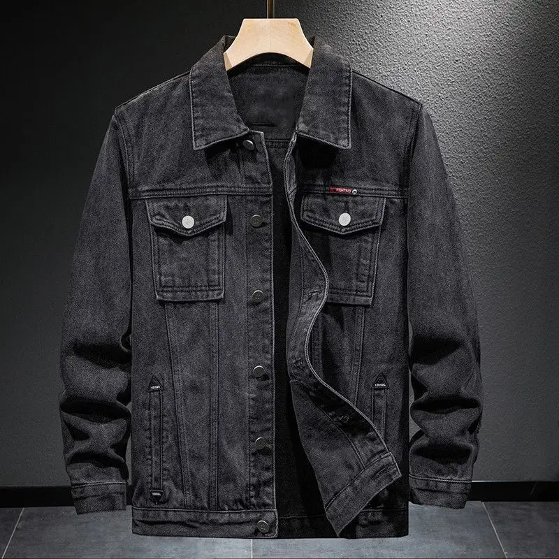 GELITAYIN Male Jean Coats Oversize Warm Black Padded Men's Denim Jacket Outwear Japanese Retro Vintage Casual Y2k High Quality L