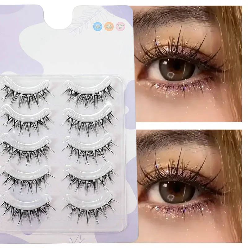 タイの漫画の悪魔スタイルのつけまつげ 5 組、ロールプレイングやステージ パフォーマンスに適した再利用可能な細いまつげ