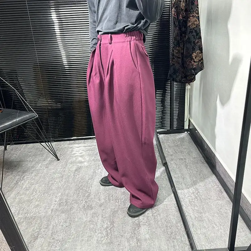 Avant-Garde High-Grade  Wide-Leg Trousers Men's Draping Effect Korean Style Loose Pu Shuai Casual Draggle-Tail Straight Fashion