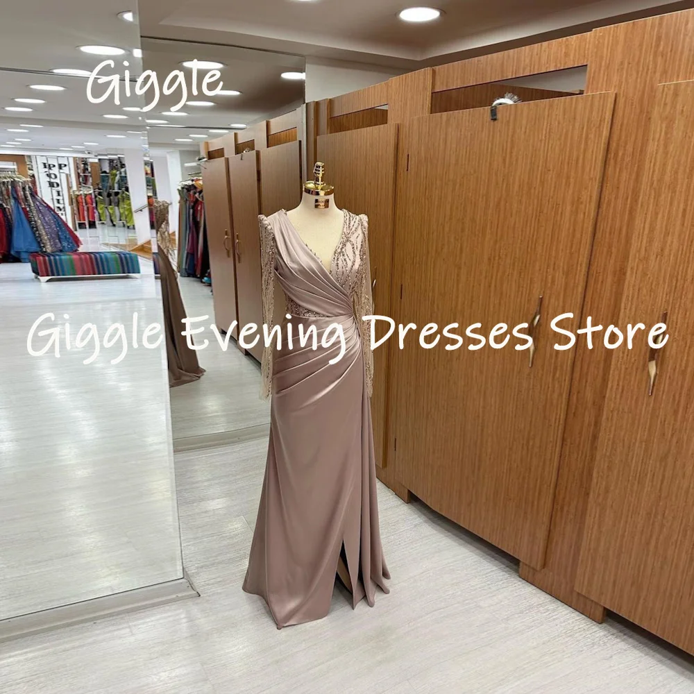 Customized Giggle Straight V-neck Sequin Ruffle Popular Lace Prom Gown Floor-length Evening Elegant Party Dresses for Women 2023