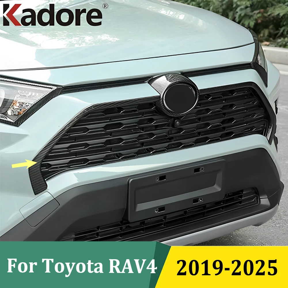 

For Toyota RAV4 RAV 4 Hybrid Limited LE XLE Carbon Fiber 2019-2025 Front Grill Cover Trims Strip Car Exterior Accessories