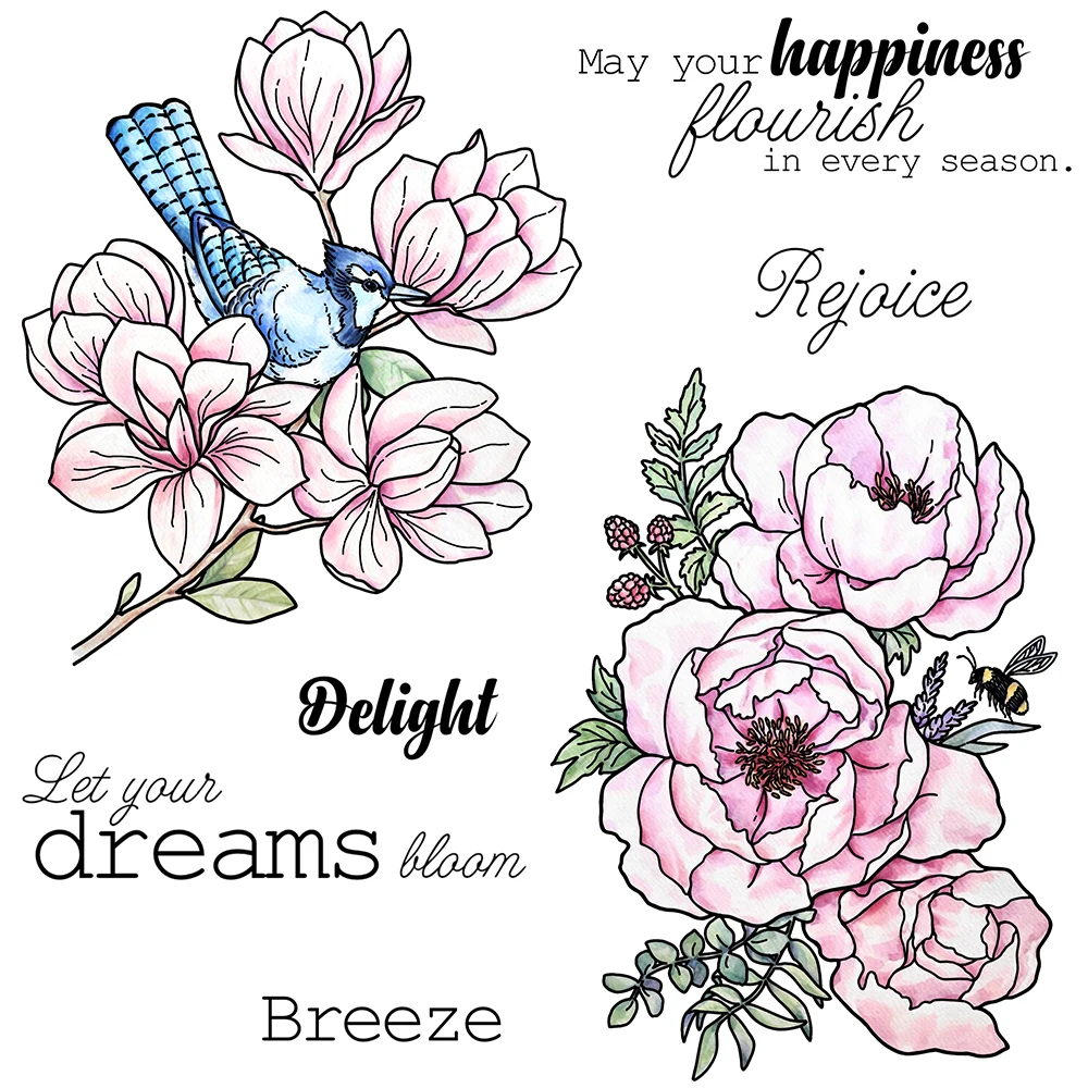 

Mangocraft Spring Season Peony Flowers Clear Stamp DIY Scrapbooking Supplies Silicone Stamp For Card Making Albums Crafts Decor