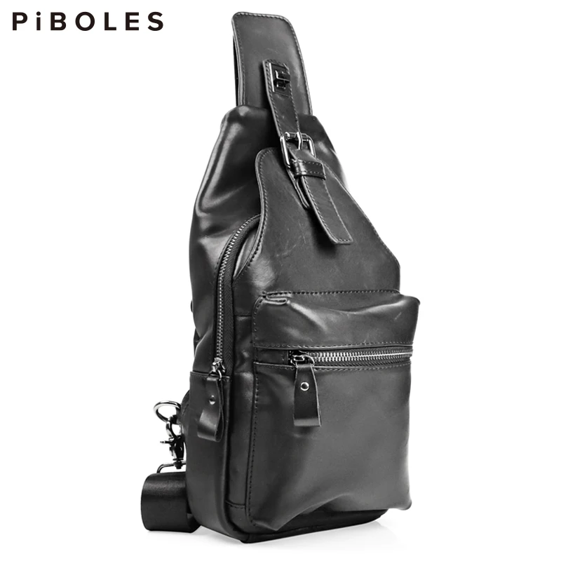 

Fashion Genuine Leather Men's Chest Shoulder Bag Frist Layer Cowhide Chest Pack Multi-functional Sport Cross Body Bags
