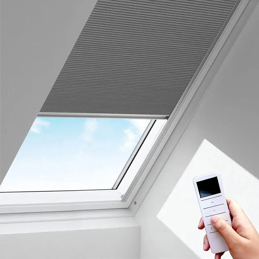 Quality Electric Cordless Honeycomb Skylight Roof Shutters Energy Saving UV Protection Room Darkening Roller Shade Engineering