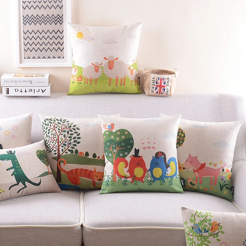 Cute Cartoon Cotton and Linen Cushion with Core Small Fresh Sofa Pillow Nap Pillow Car Cushion Cover Body Pillow Anime