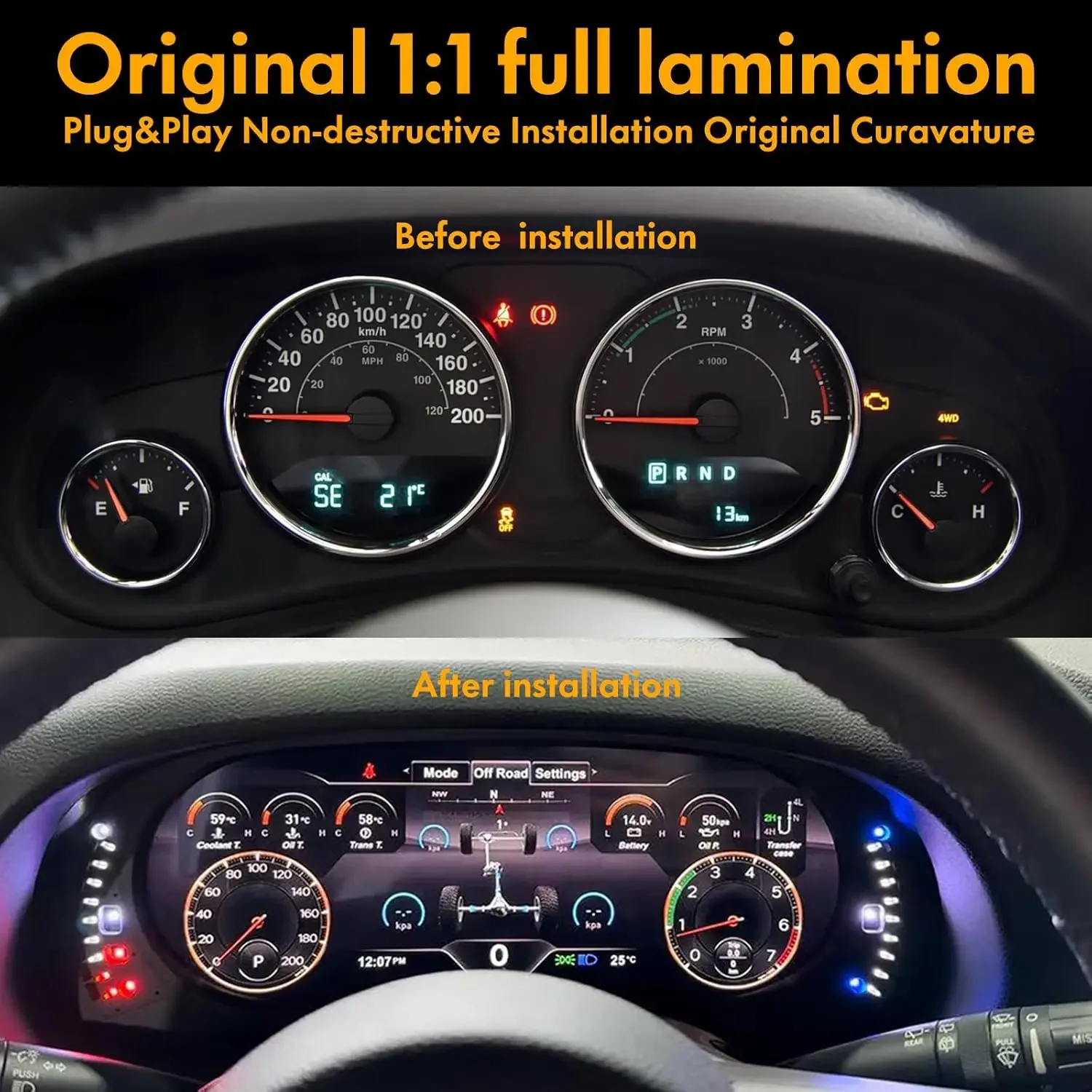 New Dashboard For Jeep Wrangler JK 2011-2017 Cluster 60 Hz screen digital speedometer LCD instrument panel 5UI Anti-glare