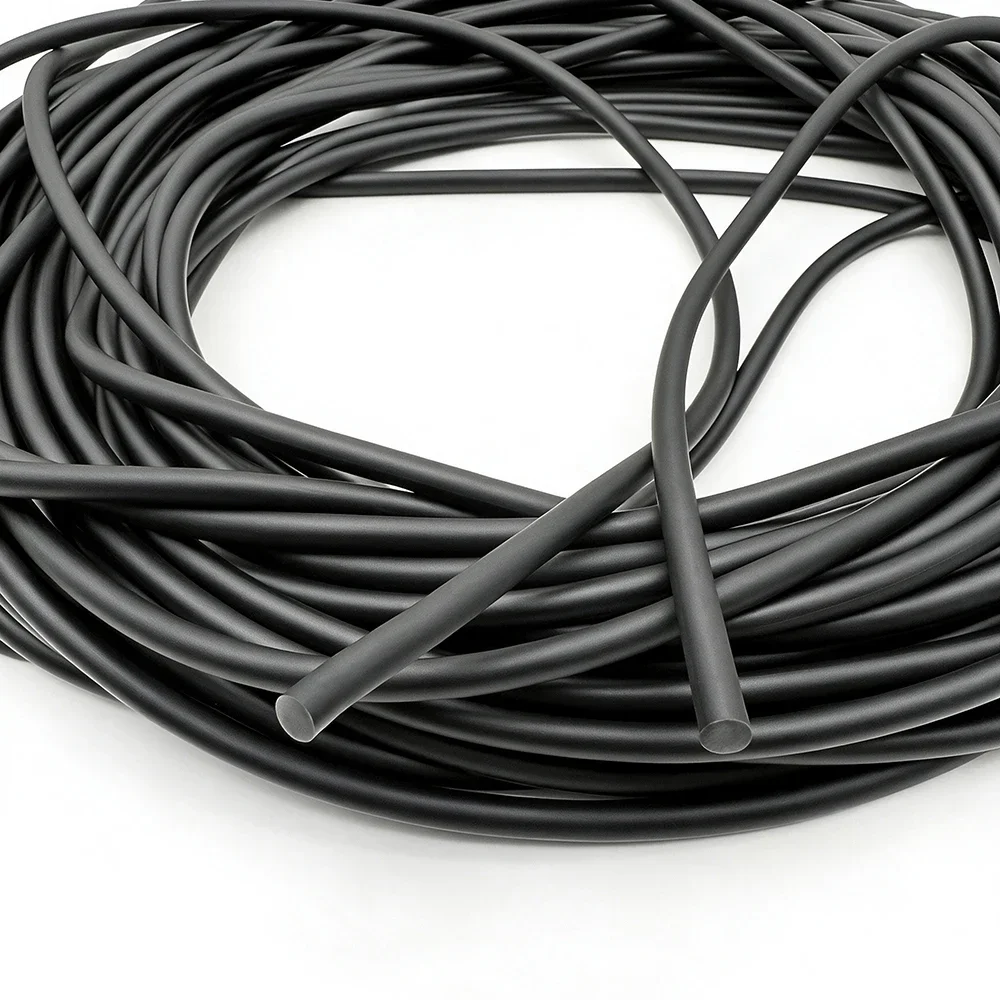 Diameter 6mm Solid Black Natural Latex Round Strip Elastic Rubber Cord Strong Tension Slingshot Band DIY Elastic Rope Accessory