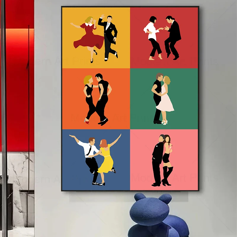 1pc frameless canvas La La Land Dancing Grease Movie Posters Prints Wall Pictures Funny Pulp Fiction Abstract Minimalist Art  De