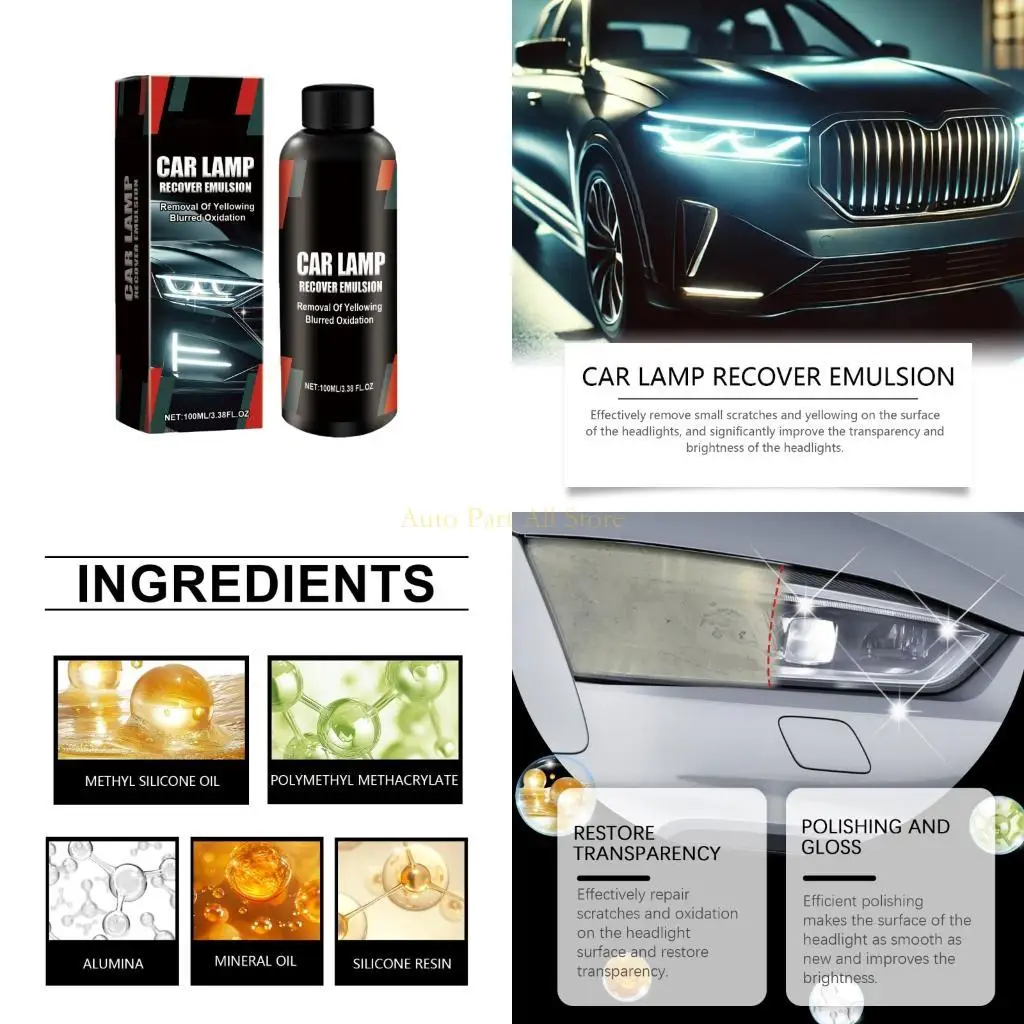 

J0MA Car Headlight Restoration Polishing Car Light Scratch Remover Cleaning Paste