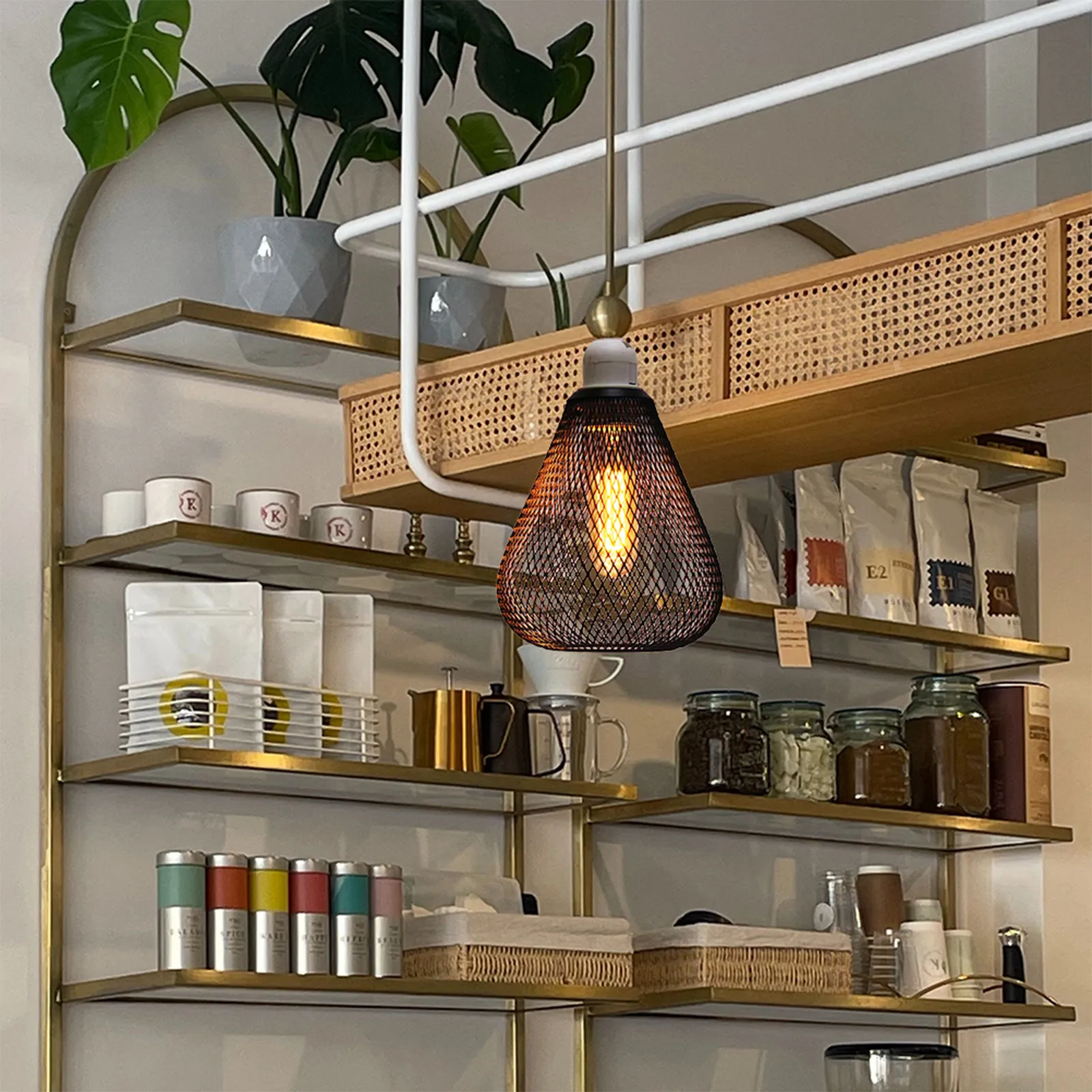 

Farmhouse Style Pendant Light Shade Water Drop Shaped Metal Cover for Bare Bulb Fits Most E27 Sockets DIY Ceiling Light