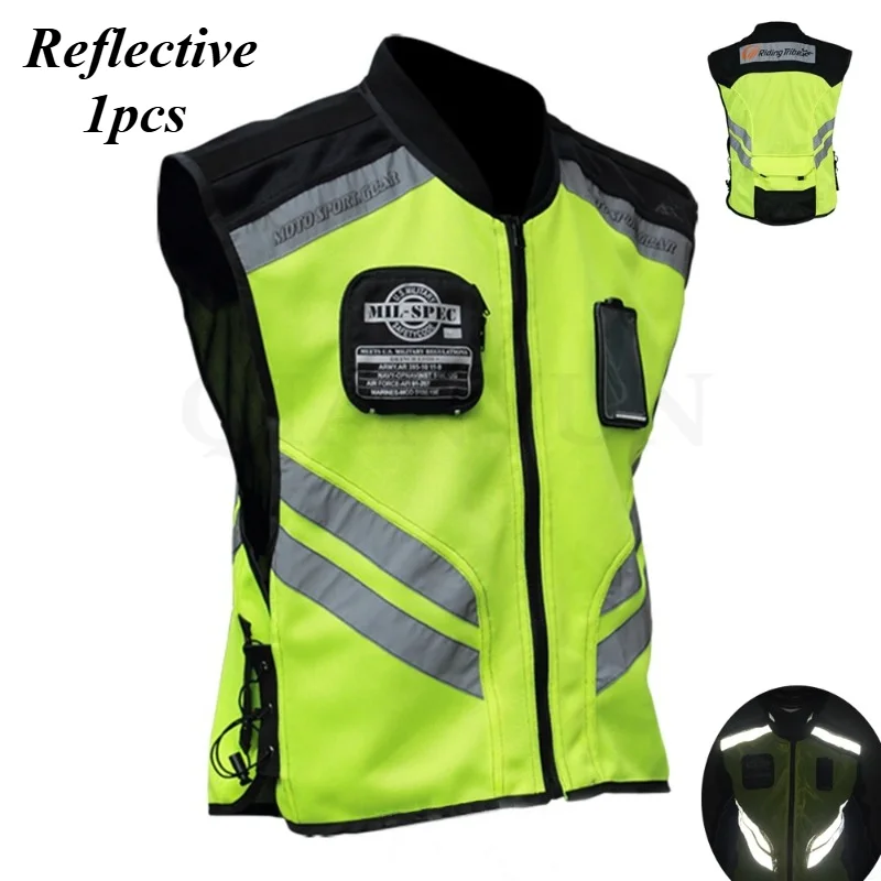 

1PCS Reflective Vest Jacket Motorcycle Safty Waistcoat Warning Clothing High Visibility Vest Team Uniform Off-Road Racing Vest