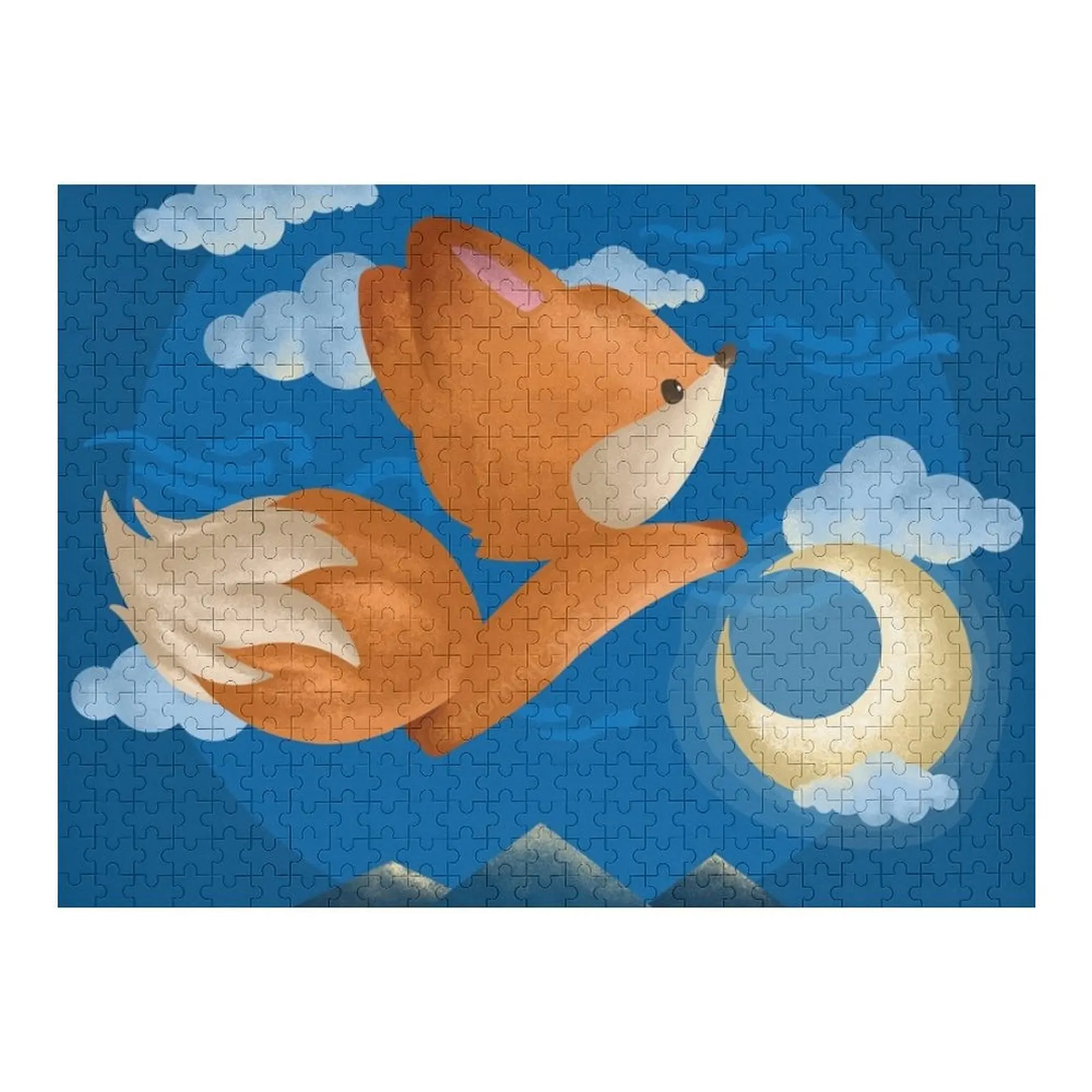 

Fox Jump Over the Moon Jigsaw Puzzle Wooden Decor Paintings Diorama Accessories Wooden Name Custom Personalized Puzzle