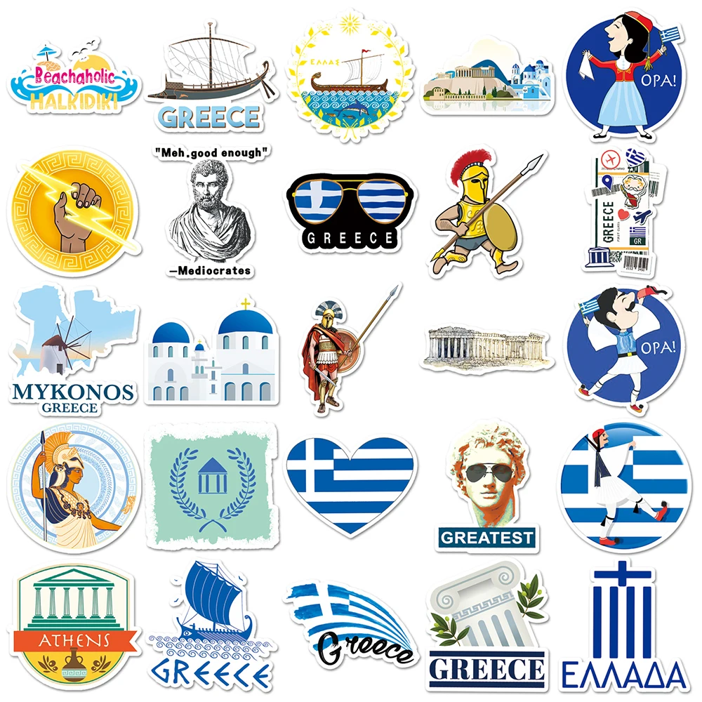 10/30/50 個ギリシャ都市屋外旅行ステッカー有名な風景建物デカール荷物ノートブック電話落書きステッカー装飾