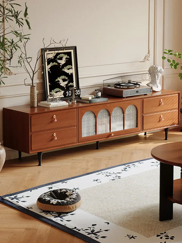 YFY French solid wood TV cabinet, living room retro storage cabinet, all American solid wood furniture