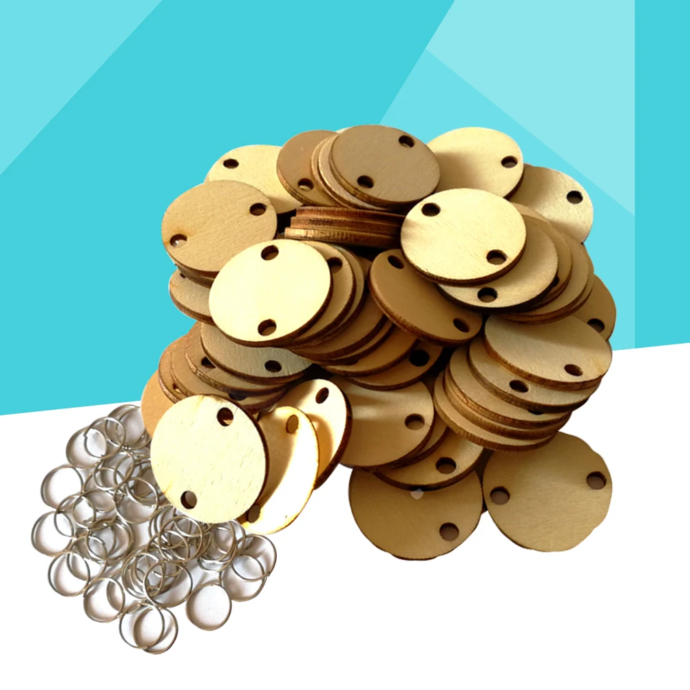 

100 Pcs Wooden Slices Iron Loops DIY Wall Calendar Hanging Accessories Round Discs Craft Material Easy Assembly Home Decoration