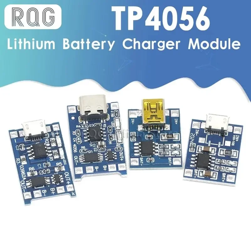 Type-c / Micro USB 5V 1A 18650 TP4056 Lithium Battery Charger Module Charging Board With Protection Dual Functions 1A Li-ion