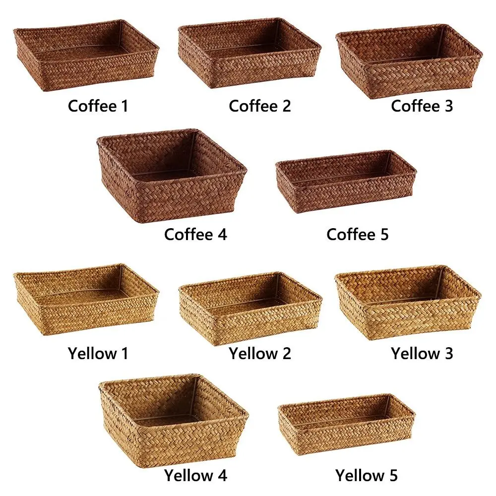 Woven Pattern Storage Basket Grass Vegetables Candy Snacks Desktop Sundries Box Home Decoration Rectangle Display Basket