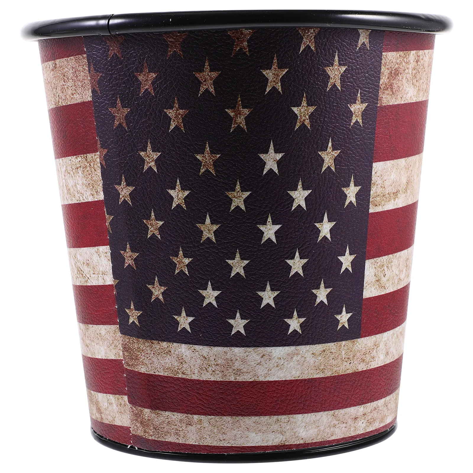 

Mini Desktop Trash Can with Lid Bin Waste Paper Basket Small Iron Rustic Office Garbage Cans