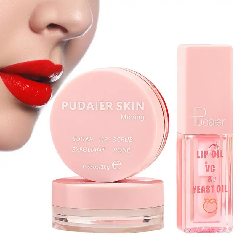 

3PCS Instant Volumising Lip Plumper Oil Reduce Lip Fine Lines Lip Masque Long Lasting Lip Scrub Moisturizer Care Lip Oil