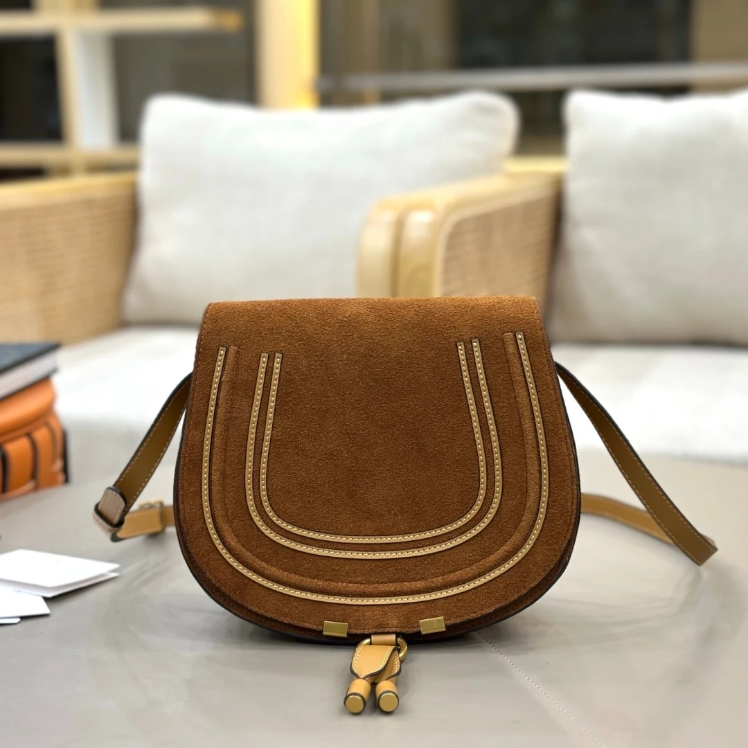 

Classic Saddle Bag Genuine Grain Leather Crossbody Bag With Signature U Shape Stitching And Fringe Vintage Stylish Shoulder Bag