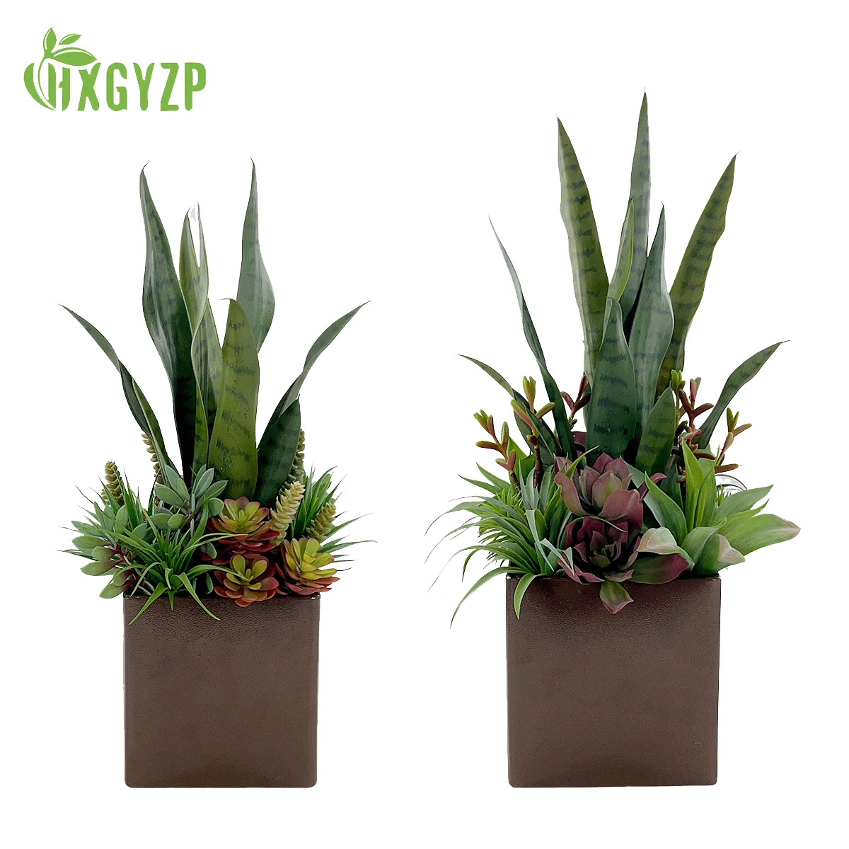 HXGYZP Artificial Multiple Succulent Plants Tiger Fur Potted Tropical Snake Plant With Brown Flowerpot Office Balcony Home Decor