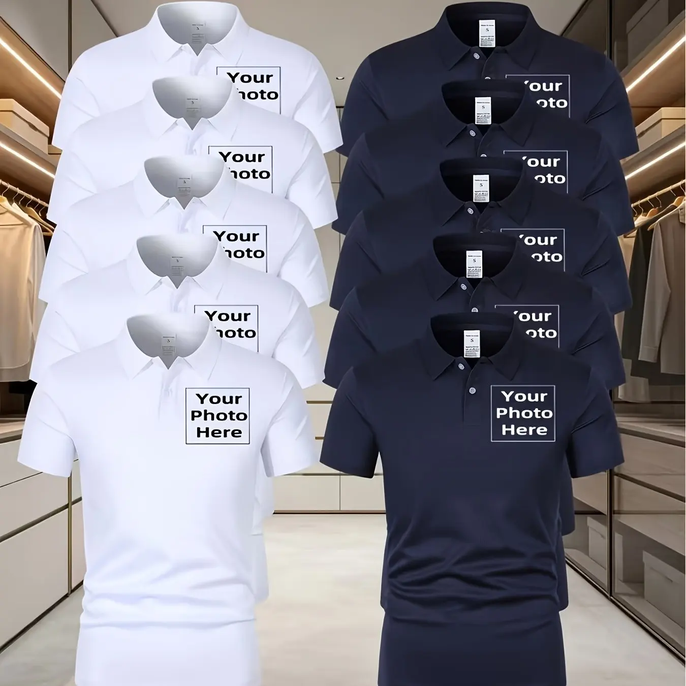 Men's Custom Breathable Polo Shirts [10 Pack] Personalized with Any Design Logo Text Or Photo - Bulk Order