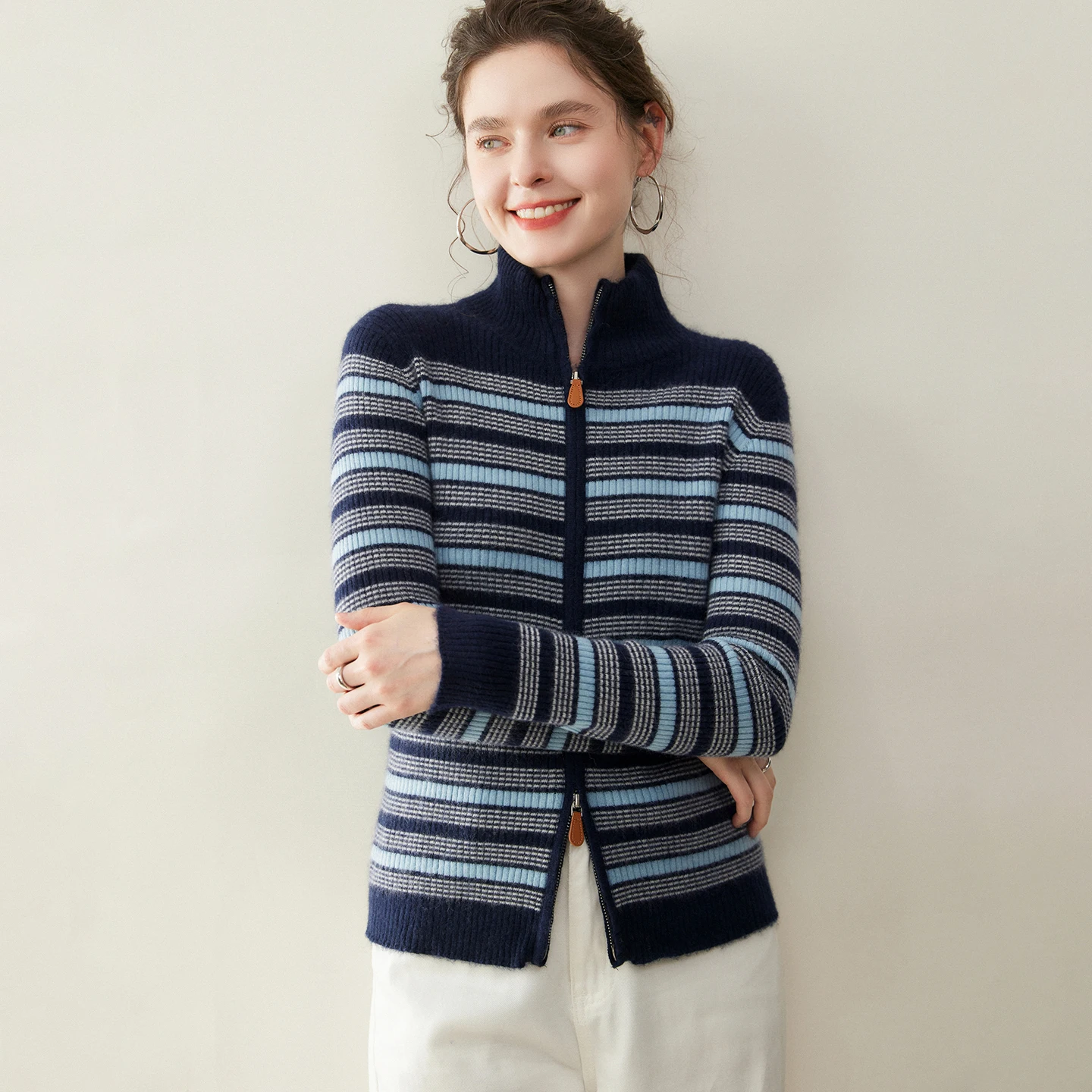 

MEELEX Elegant Vintage Style Women Cashmere Cardigan Tops New Chic Autumn Winter Soft Thick Warm Woman 100% Cashmere Sweater