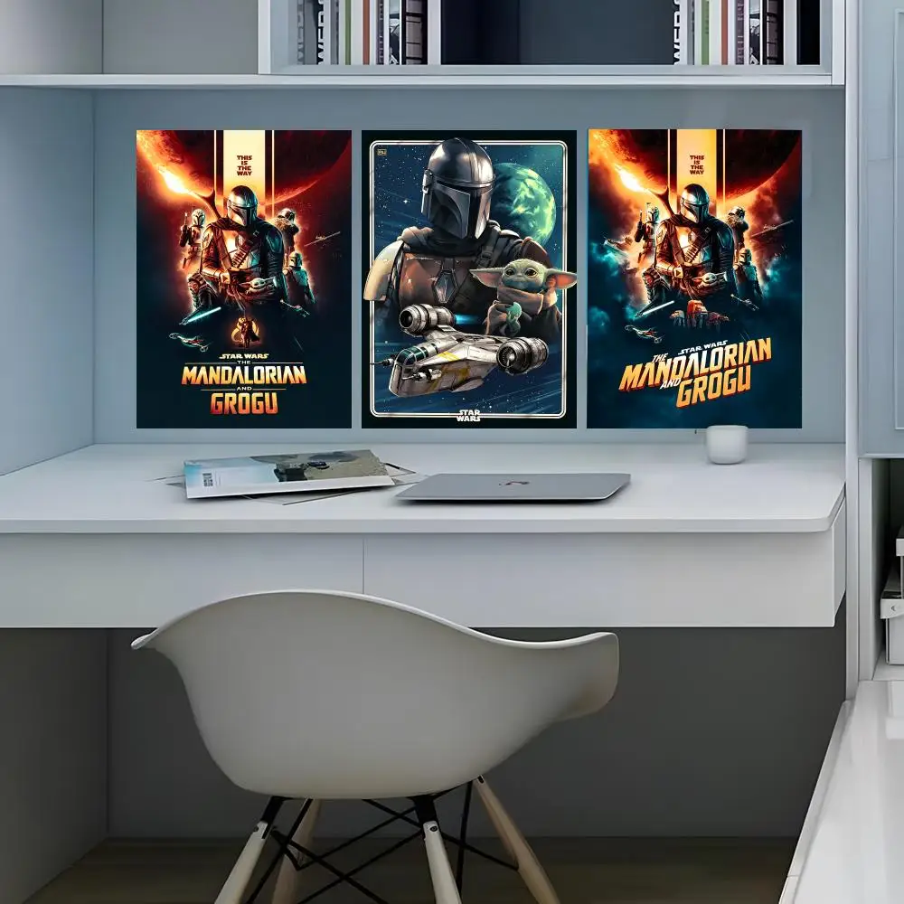 Affiche artistique et élégante du film The M-ManDaloRian-N et G-Grogu, décoration murale pour la maison, le bureau et la salle de bain ‌   Décoration Intérieure