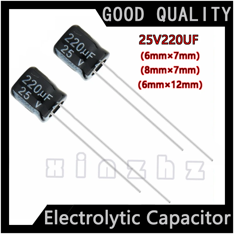 50PCS Electrolytic Capacitor 25V 220UF Original High-frequency Low Resistance High-power High-quality And Durable 8MM * 7MM