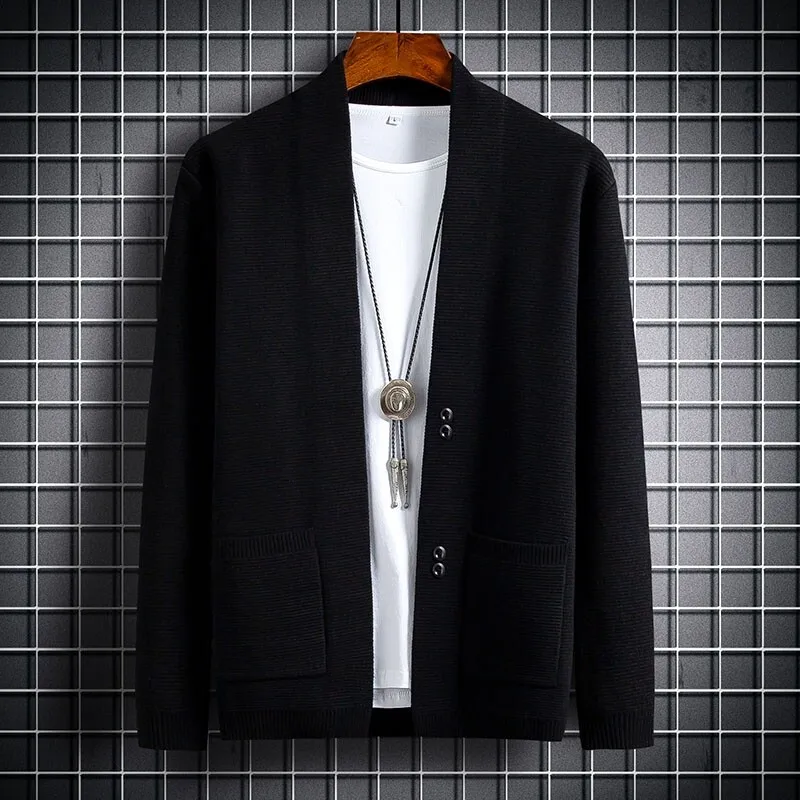 

Brown New Spring Autumn Casual Knitted Business Slim Fit Cardigan Men's Outerwear Stylish Versatile Cardigan Long Sleeve