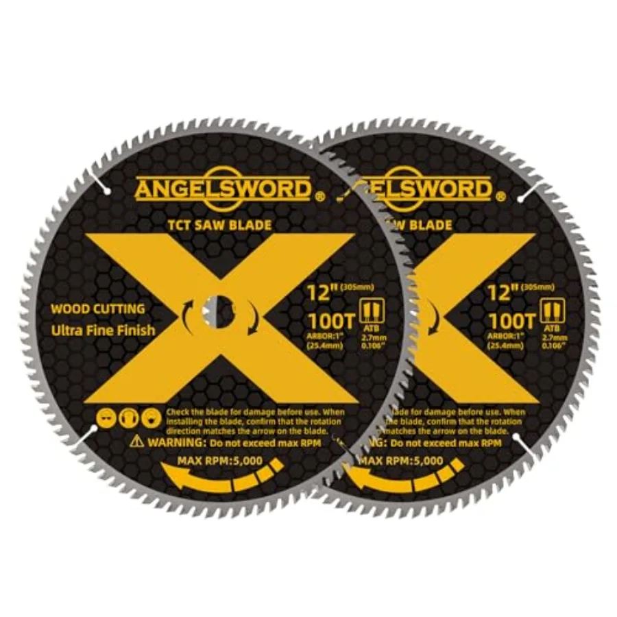 

12 Inch Miter Saw Blade for Ultra Fine Finish Wood Cutting 100T 2 Pack