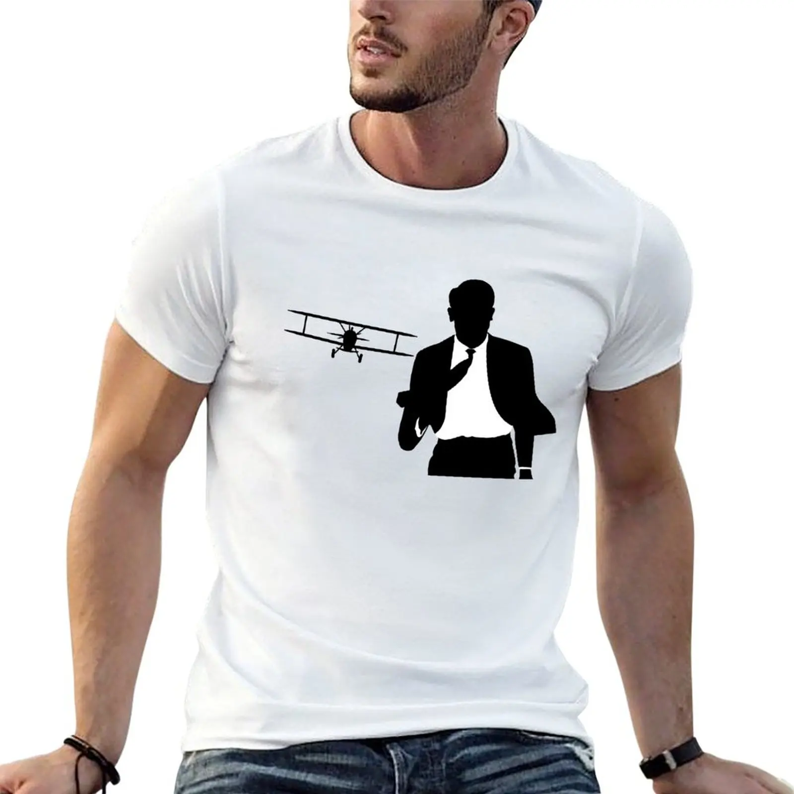 Alfred Hitchcock | North by Northwest Film Plane Scene T-Shirt Basic Breathable Solid Color T-Shirt