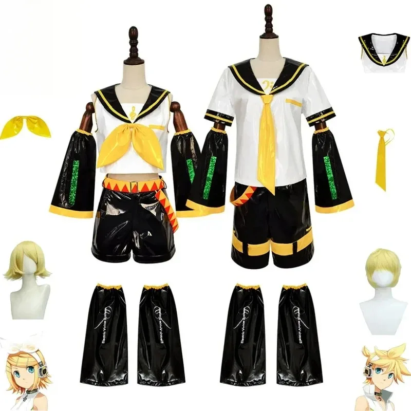 

Аниме Kagamine Rin Len костюмы для косплея униформа японский Kagamine Piapro топы на Хэллоуин шорты для женщин мужские леггинсы Headwe agro