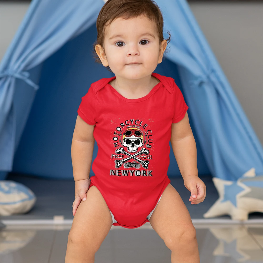 Motorcycle Club Punk Harajuku Toddler Baby Rompers United States Fashion Hipster Streetwear Newborn Clothes Infant Onesies