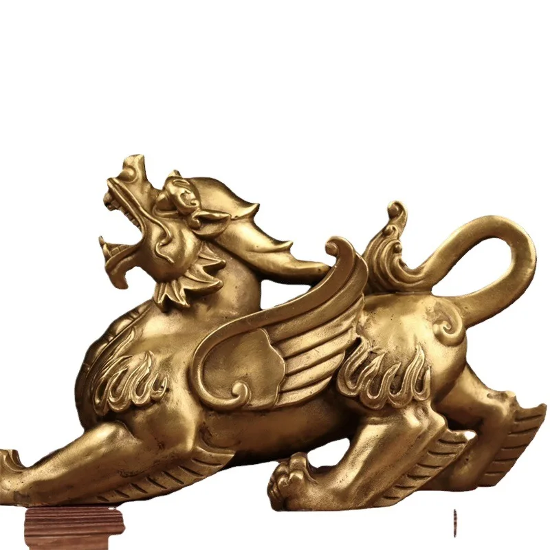 A pair of brass ornaments, large Pixiu home and office decoration, suitable for company openings
