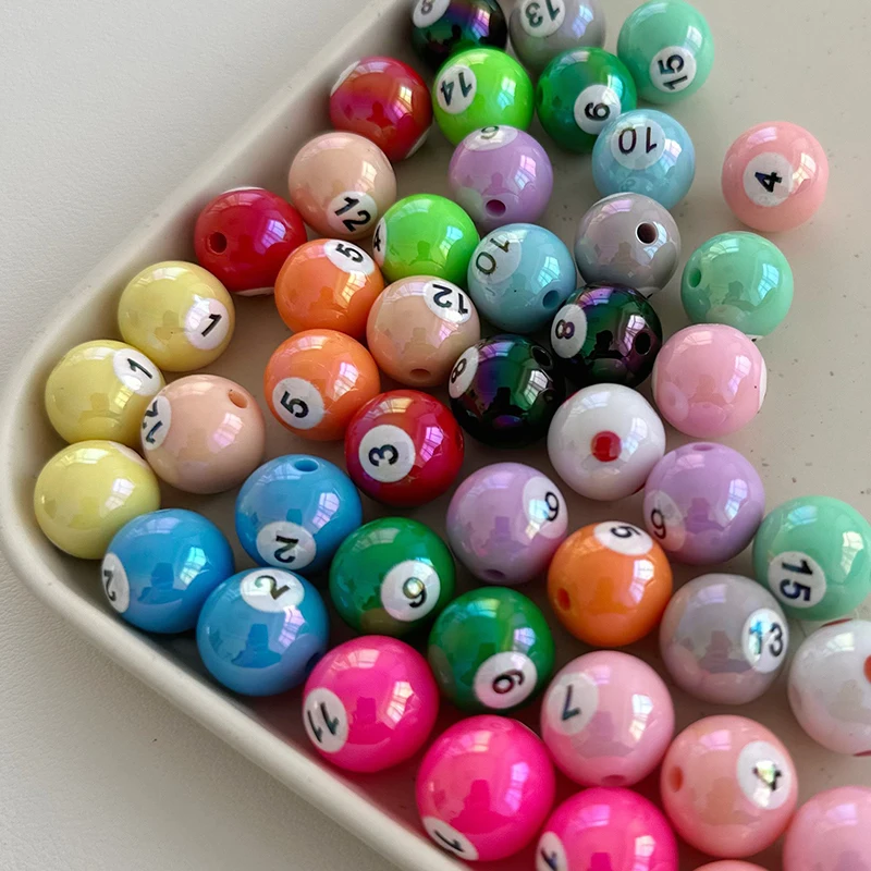1Pc 16mm Round Acrylic Big Hole Billiards Ball Loose Spacer Beads For Jewelry Making DIY Handmade Bracelet Findings