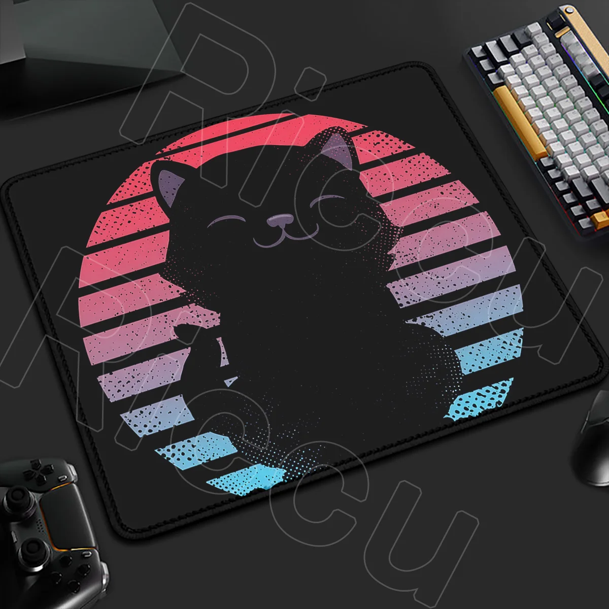 45x40CM Kawaii Abstract funny cute cat Rubber vintage style small size Anime Mouse Pad FPS Gaming Laptops Portable Gamer DeskMat