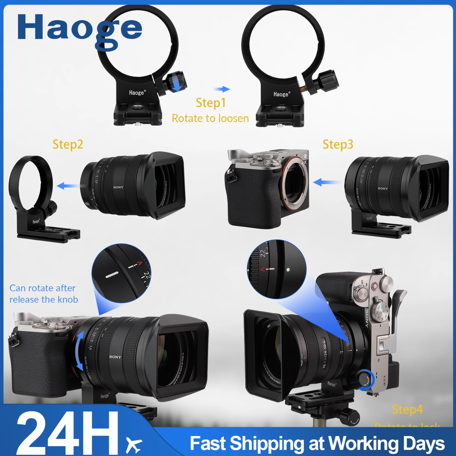 

Кольцо-крепление для штатива Haoge для объективов Sony E-mount: FE 24-105mm F4, 24-240mm F3.5-6.3, 70-300mm F4.5-5.6, 70-350mm F4.5-6.3, 24-70mm