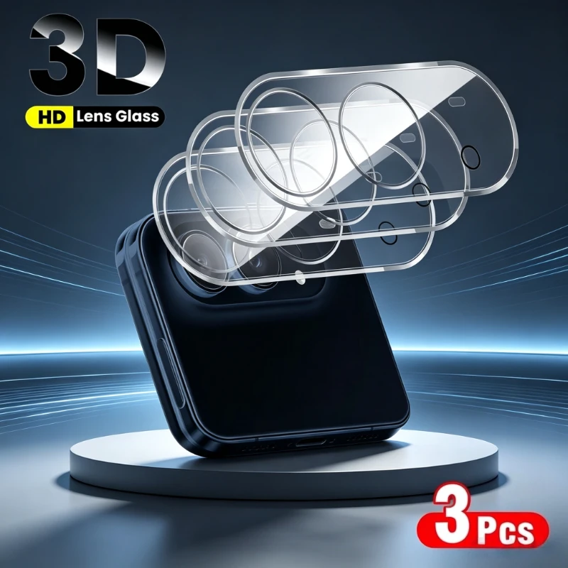 3Pcs 3D Clear Crystal Camera Glass for Apple IPhone Duo IPhoneDuo IPhone 18 Pro Max Apple Duo Phone Curved Lens Protector Film