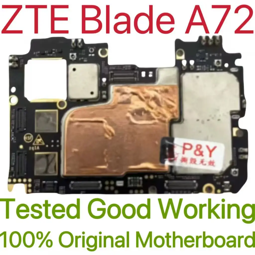 Placa base Original desbloqueada versión Global para ZTE Blade A72, placa de circuito probado, placa lógica principal para ZTE Blade A72