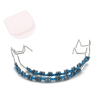 1 Pair Fake Braces Colorful Brackets for Teeth Temporary Metal Wires Bracket Orthodontic Ligature Ties Dental Blue