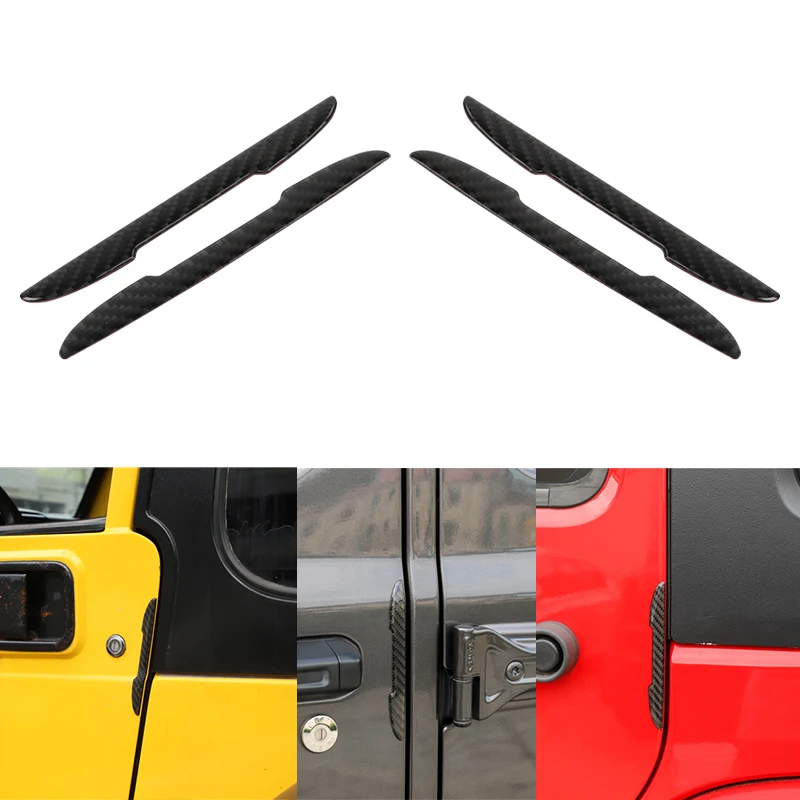 4pcs Car Door Protective Sticker Strip Carbon Fiber Look Anti-Collision Protector Car Door Edg Scratch-resistant Stickers