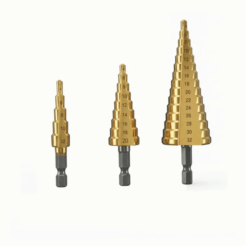 

4-12/4-20/4-32mm Coated Step drill bit set tool parts power tool accessories for Metal Stainless Steel Wood Drilling Chamfering