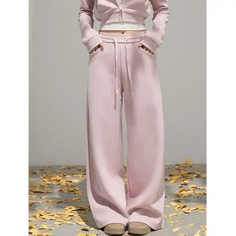 Korean Style Short Hooded Sweatshirt High Waist Lace-up Trousers Spring and Autumn New Slim-fit Casual Two-piece Set
