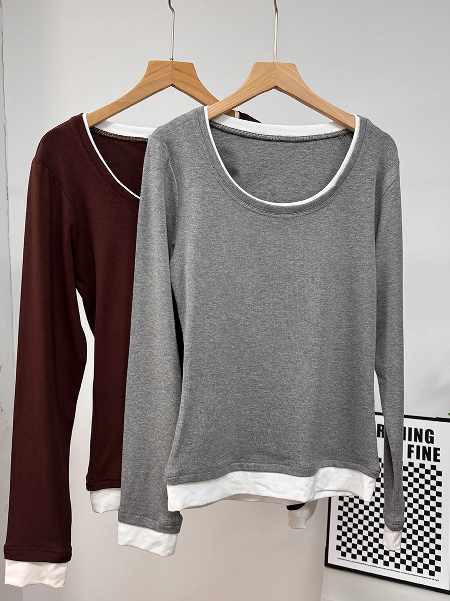 Hirsionsan Sommer Casual Patchwork Dünne T-shirts Frauen Modale Weiche Langarm T-shirts 2025, Neue Casual Weibliche Ästhetische Tops – Detail 10